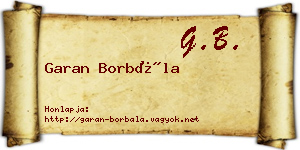 Garan Borbála névjegykártya